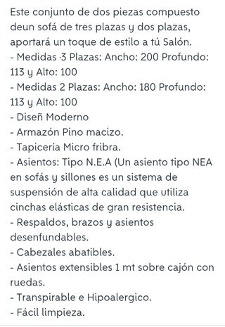 Sofá diseño moderno de 3 y 2 plazas color beige
