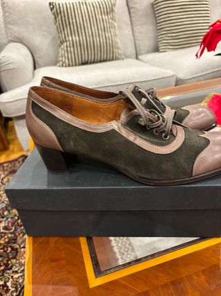 Zapatos Argenta ante y piel cordones