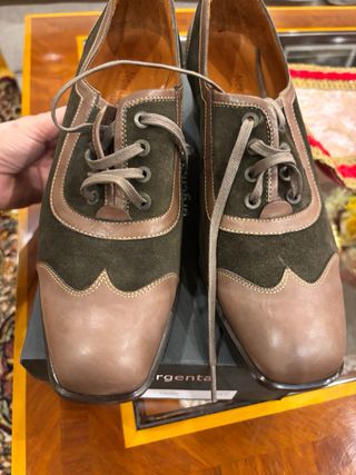 Zapatos Argenta ante y piel cordones