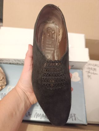 Zapatos Emilio tacón ante negro encaje