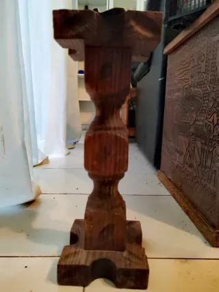 Cenicero de pie vintage retro madera años 70