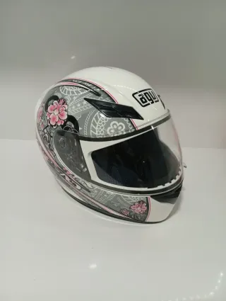 Casco integral AGV blanco con flores