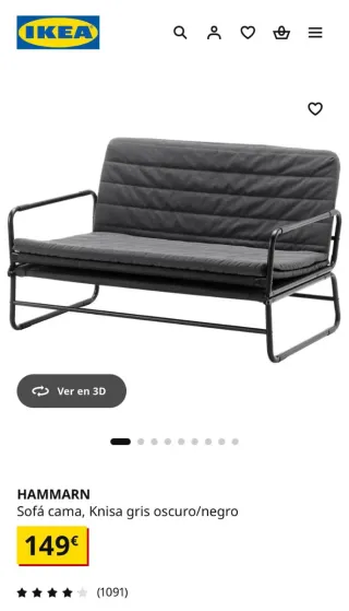 Sofá Cama Negro/Gris