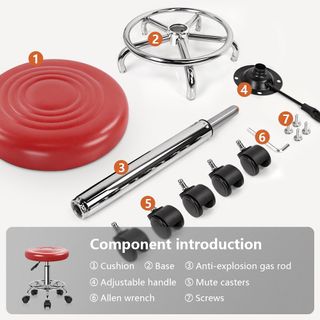 Taburete de trabajo regulable rojo