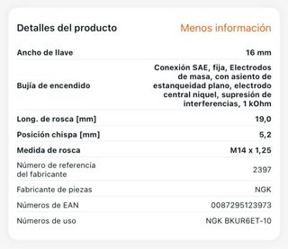 Bujía NGK 2397 BKUR6ET-10