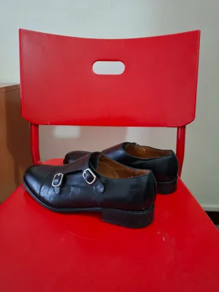 Zapatos Scalpers Doble Hebilla Negro