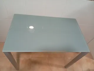 Mesa de cocina cristal y metal 90x55