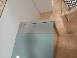 Mesa de cocina cristal y metal 90x55