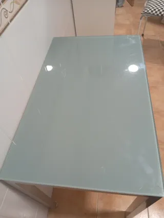 Mesa de cocina cristal y metal 90x55