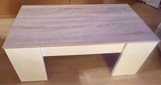 Mesa centro elevable Ikea madera y blanco