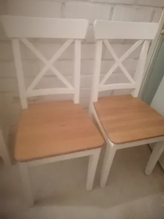 2 Sillas Comedor Ikea Madera Blanca