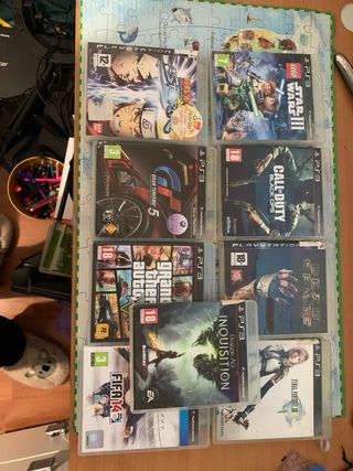 Consola PS3 Negra + 9 juegos y dos mandos