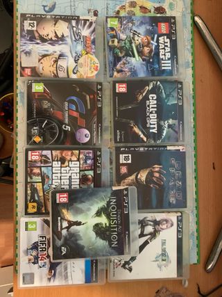 Consola PS3 Negra + 9 juegos y dos mandos