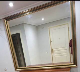 Espejo grande dorado y verde