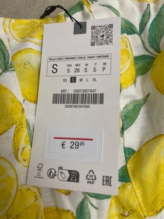 Vestido Zara Limones Talla S