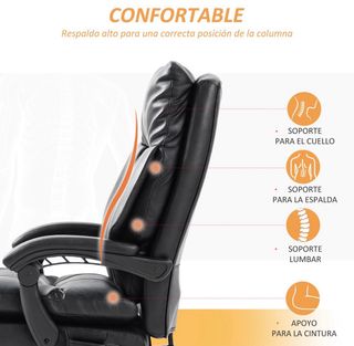 Silla de oficina negra con reposapiés