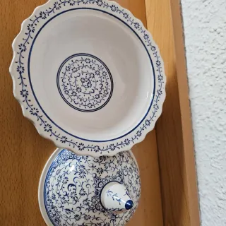 Bombonera cerámica artesanal azul