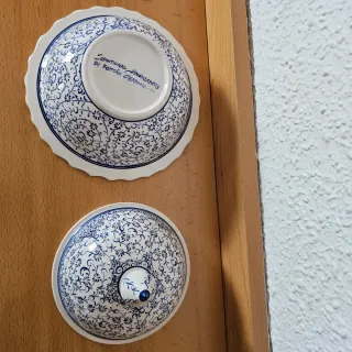 Bombonera cerámica artesanal azul