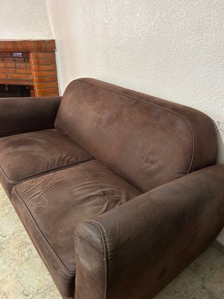 Sofá 2/3 plazas marrón ante