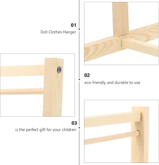 Perchero de Madera para Ropa de Muñecas
