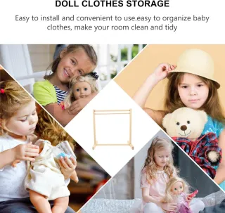 Perchero de Madera para Ropa de Muñecas