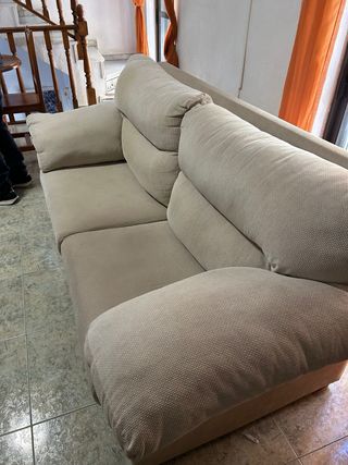 Sofá 3/4 plazas beige tela