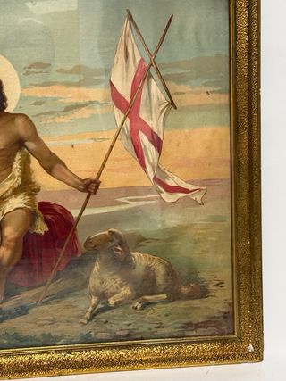 Stampa antica S. Giovanni Battista con cornice