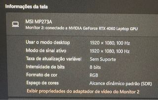 Monitor MSI 27” 100hz IPS Negro