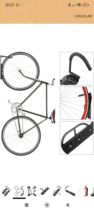 Soporte Pared Bicicleta Negro