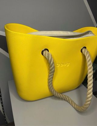 Borsa O bag gialla con manici in corda