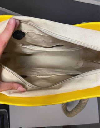 Borsa O bag gialla con manici in corda