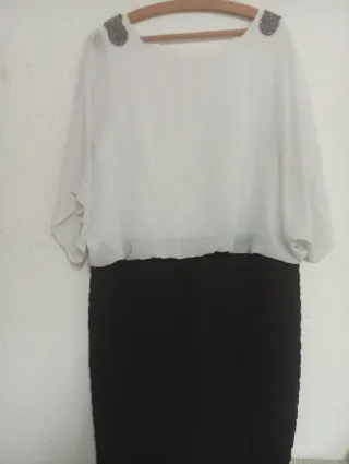 Vestido fiesta blanco y negro talla 52