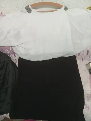 Vestido fiesta blanco y negro talla 52