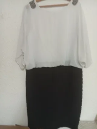 Vestido fiesta blanco y negro talla 52
