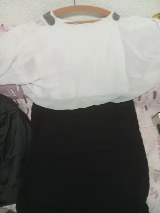 Vestido fiesta blanco y negro talla 52