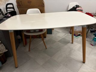 Mesa Comedor Blanca y Madera 80x130