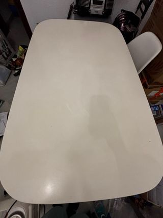 Mesa Comedor Blanca y Madera 80x130