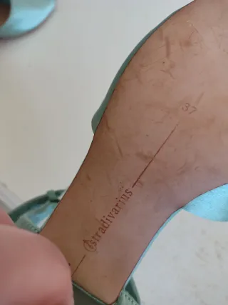 Sandalias Stradivarius Mint Satén Tacón Ancho