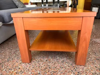 Mesa de comedor elevable madera y cristal