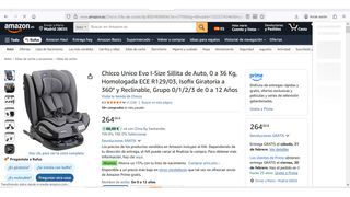 Chicco Sillita de Auto 0 a 36 Kg 0 a 12 Años Nuevo