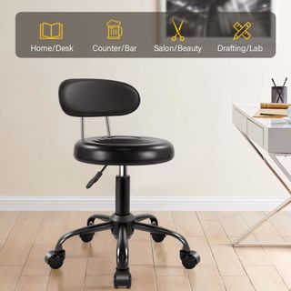 Taburete giratorio con ruedas y respaldo