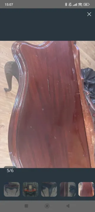 Mesa auxiliar restaurada madera