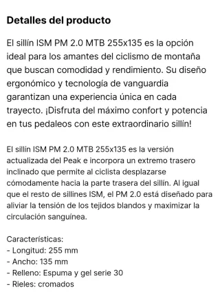 Sillín Antiprostatico ISM PM 2.0 Negro
