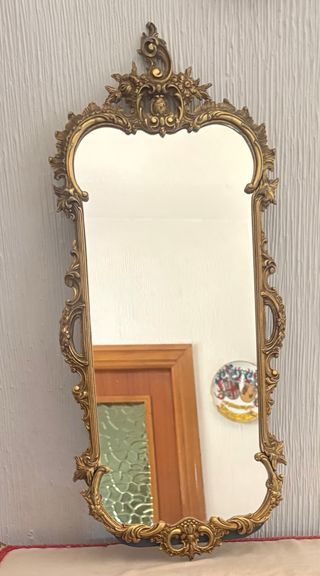 Espejo Antiguo Dorado Metal
