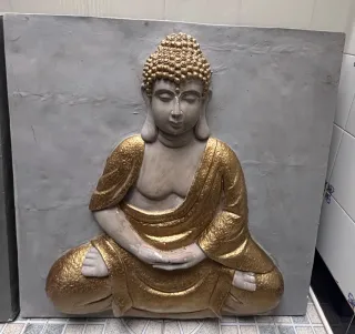 Cuadros Buda Dorado y Gris