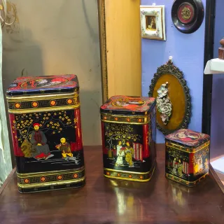 Cajas Lata antiguas diseño Oriental china vintage