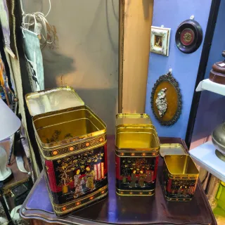 Cajas Lata antiguas diseño Oriental china vintage