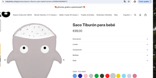 BABY BITES Saco Tiburón Bebé Nuevo
