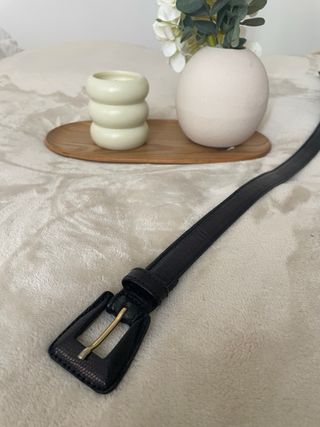 Cinturón piel negro mujer