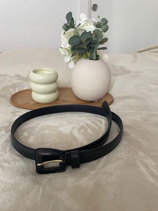 Cinturón piel negro mujer